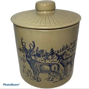 Vintage Deer Monmouth Stoneware Crock Cookie Jar